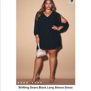 Lulus ~ Shifting Dears Black Long Sleeve Dress